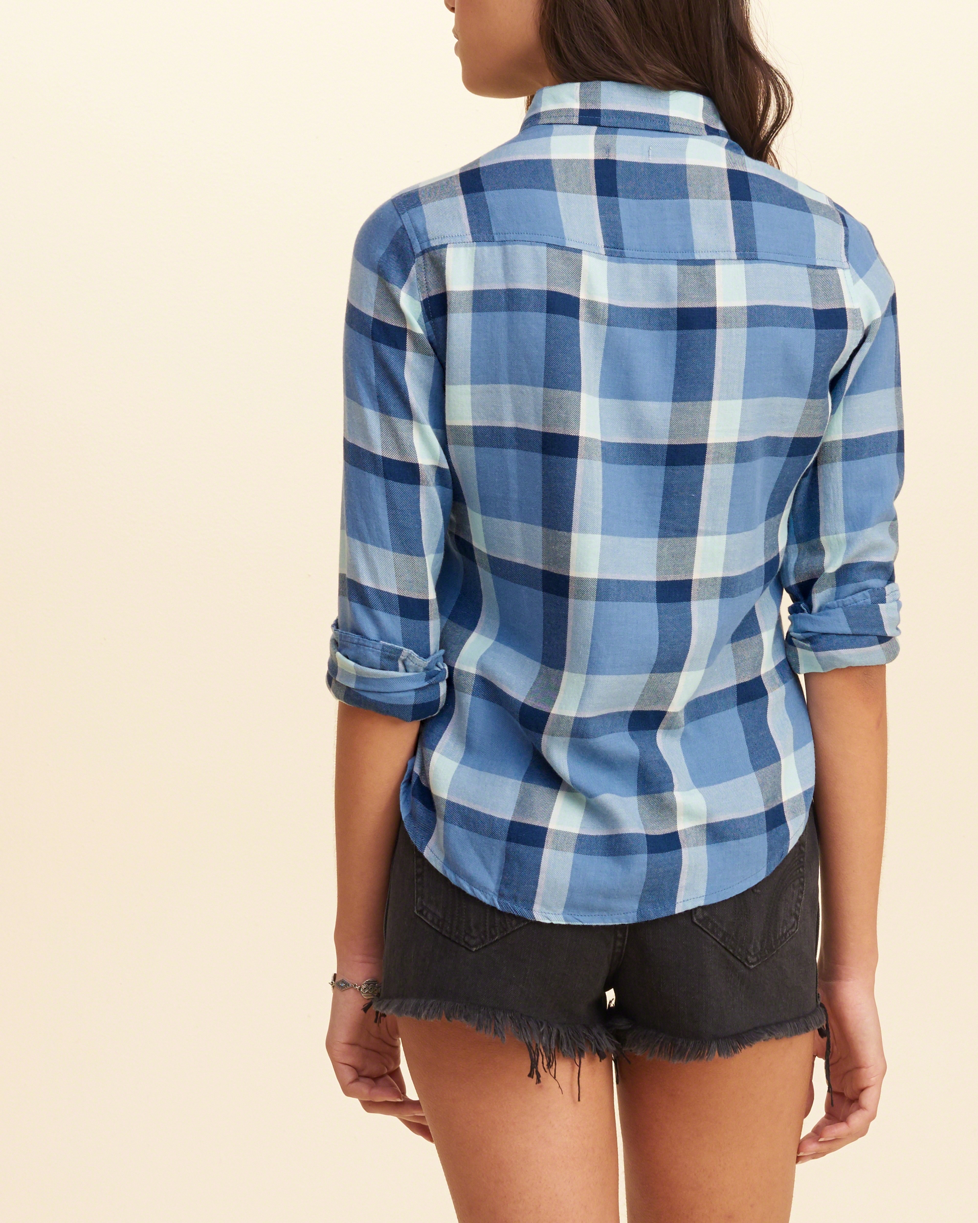 hollister blue plaid shirt